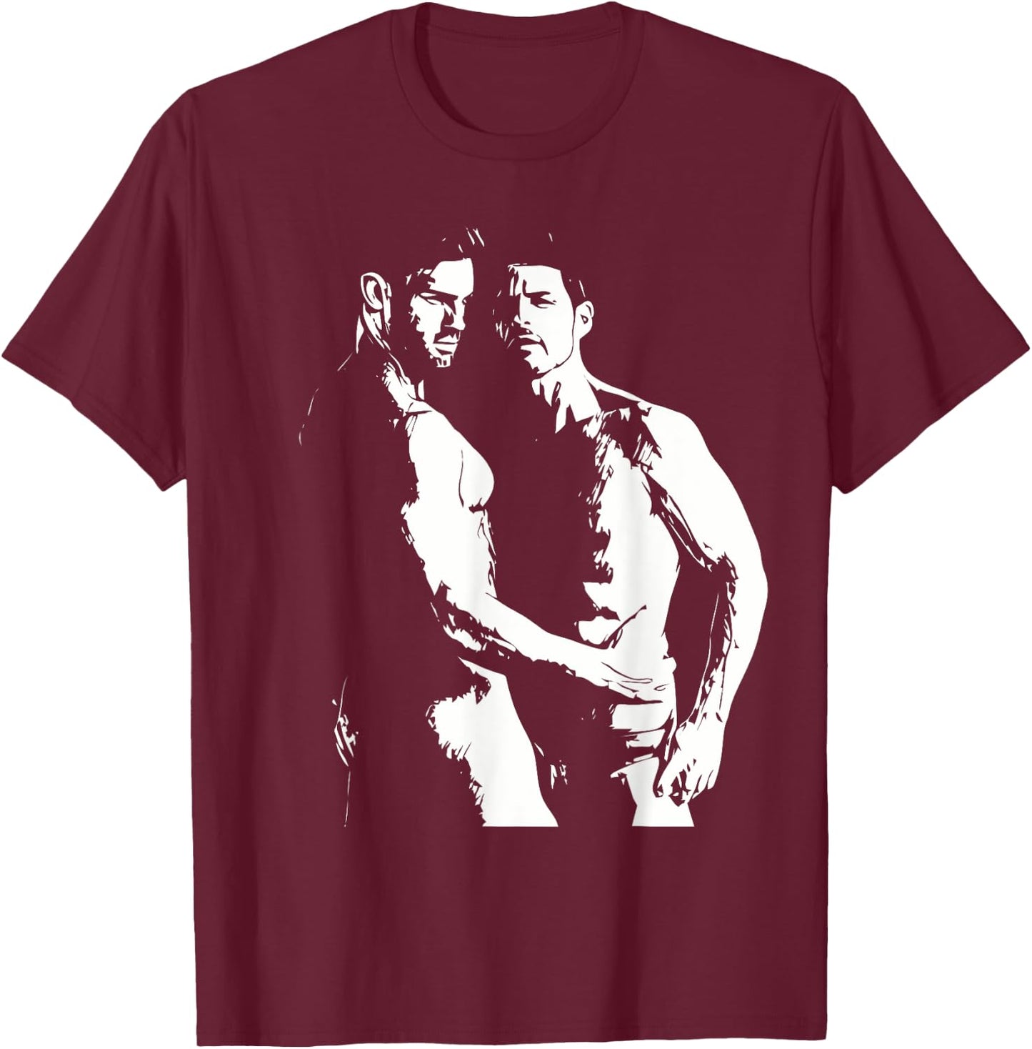 Naked Male Couple Gay Art Erotica T-Shirt - T-Shirt | Maroon