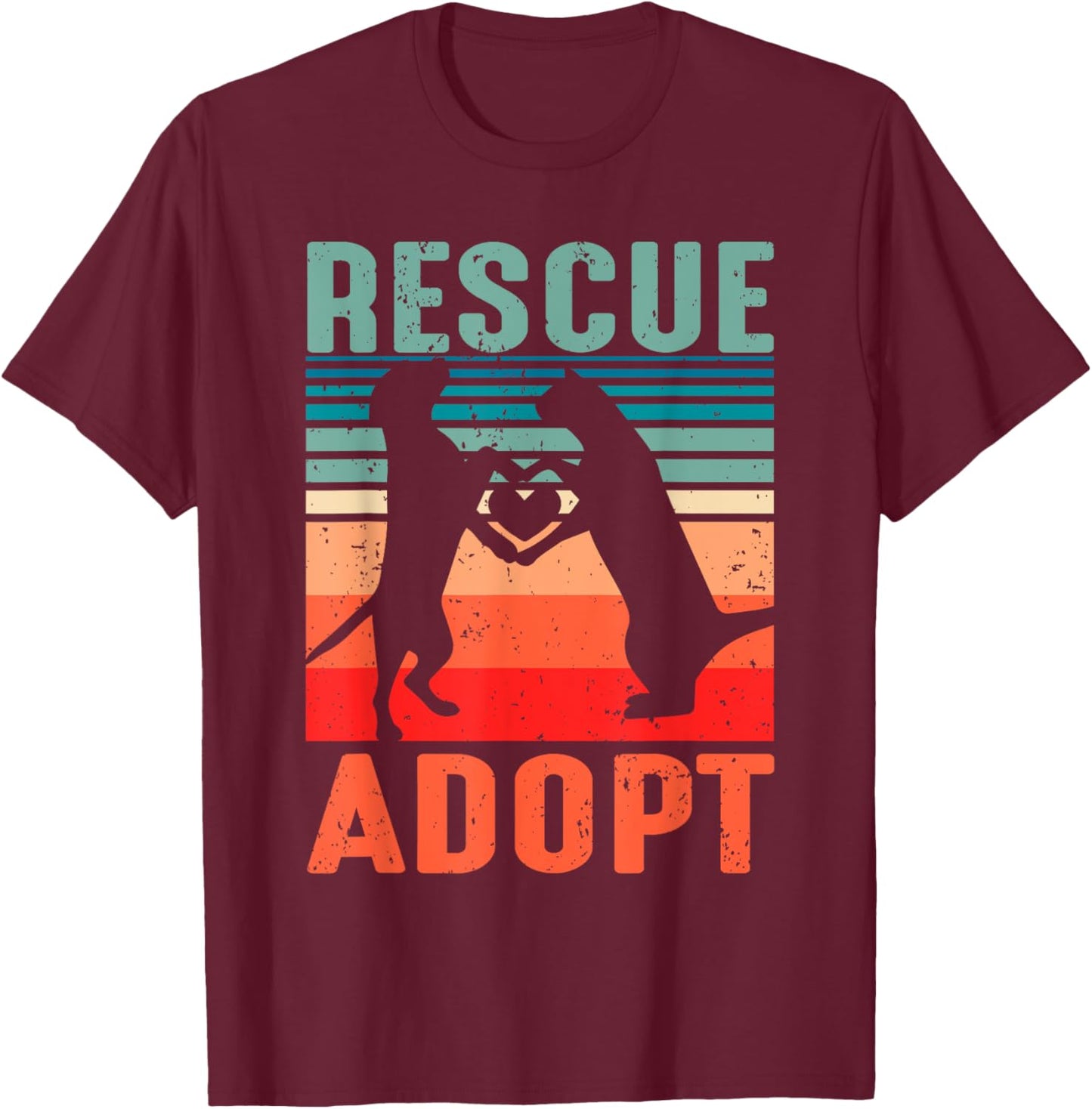 Rescue Adopt Animal Vintage Dog Cat Lover Men T-Shirt - T-Shirt | Maroon