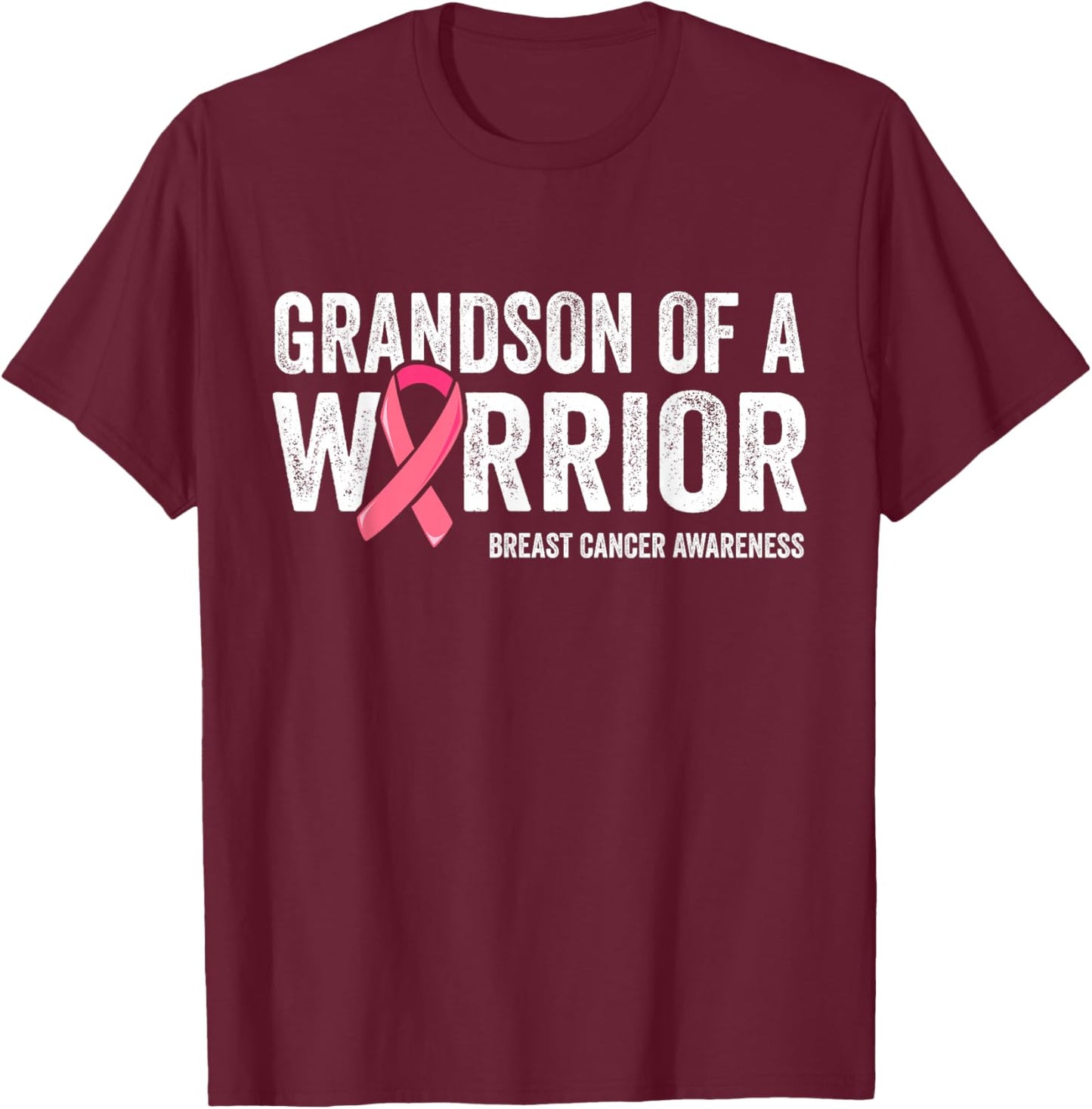 Grandson Of A Warrior Grandma Shirts, Breast Cancer Matching T-Shirt - T-Shirt | Maroon