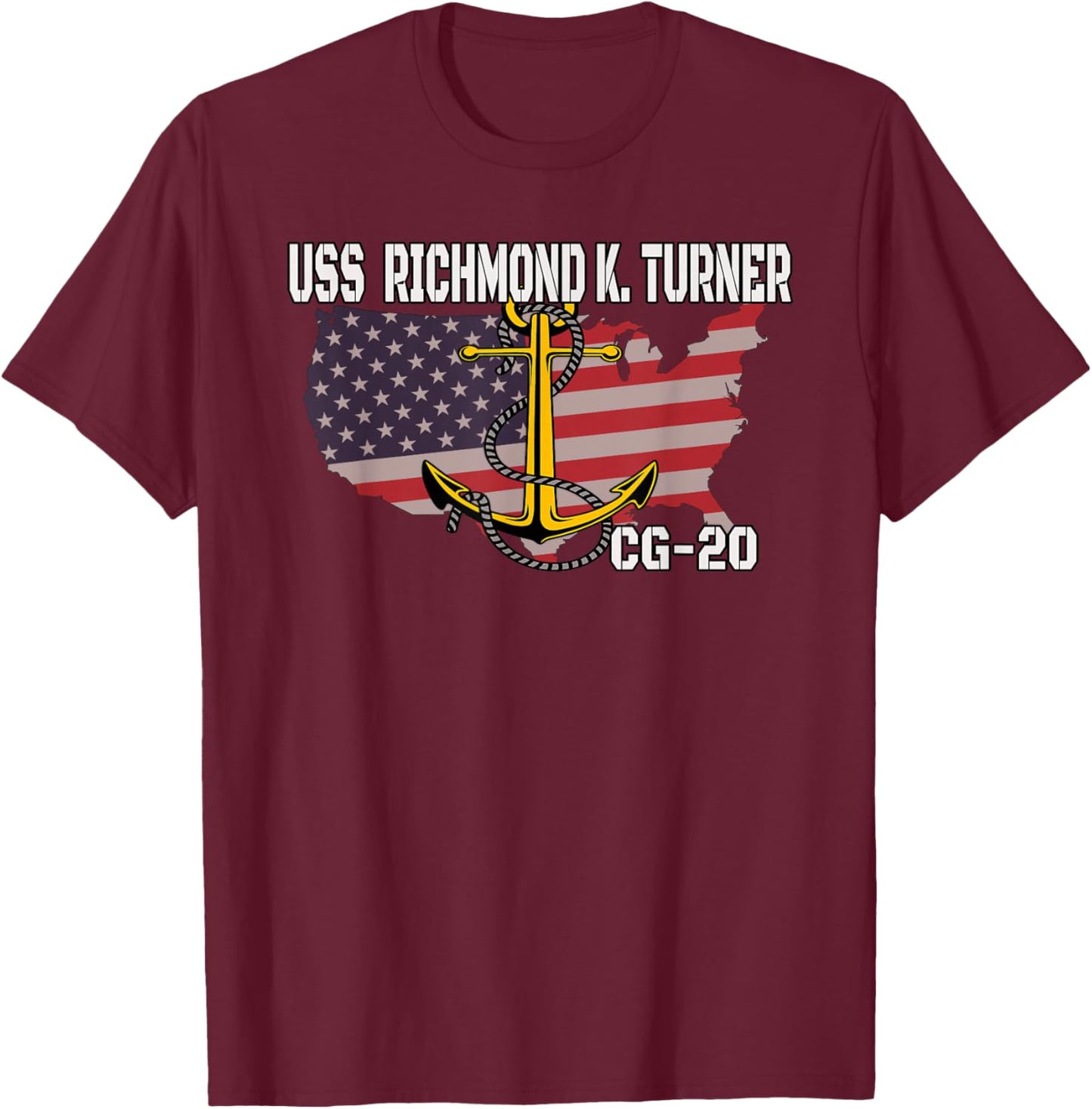 USS Richmond K. Turner CG-20 Cruiser Veterans Father Grandpa T-Shirt - T-Shirt | Maroon