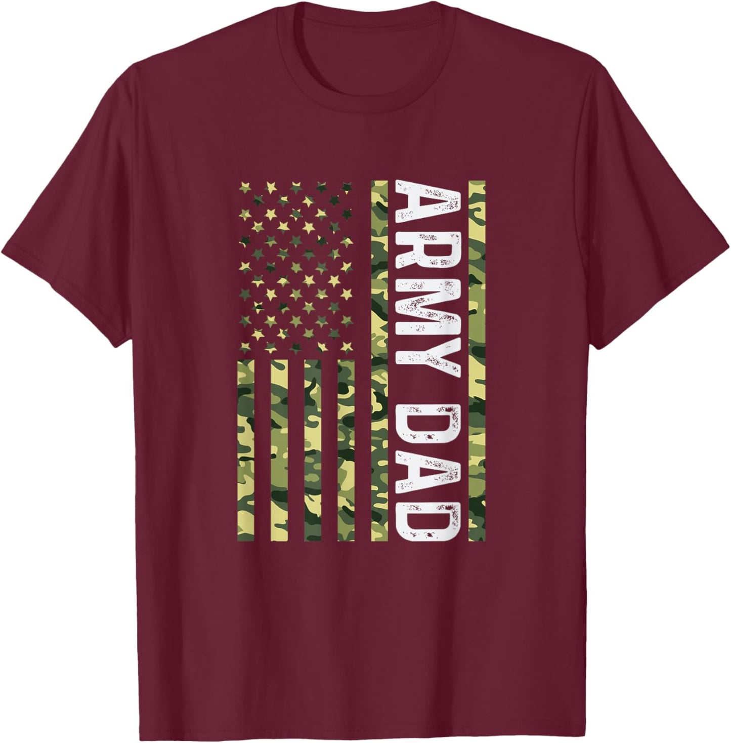 Proud Army Dad United States USA Flag for Father's Day T-Shirt - T-Shirt | Maroon