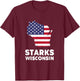 Distressed Patriotic USA Flag Starks, Wisconsin Women Men T-Shirt - T-Shirt | Maroon