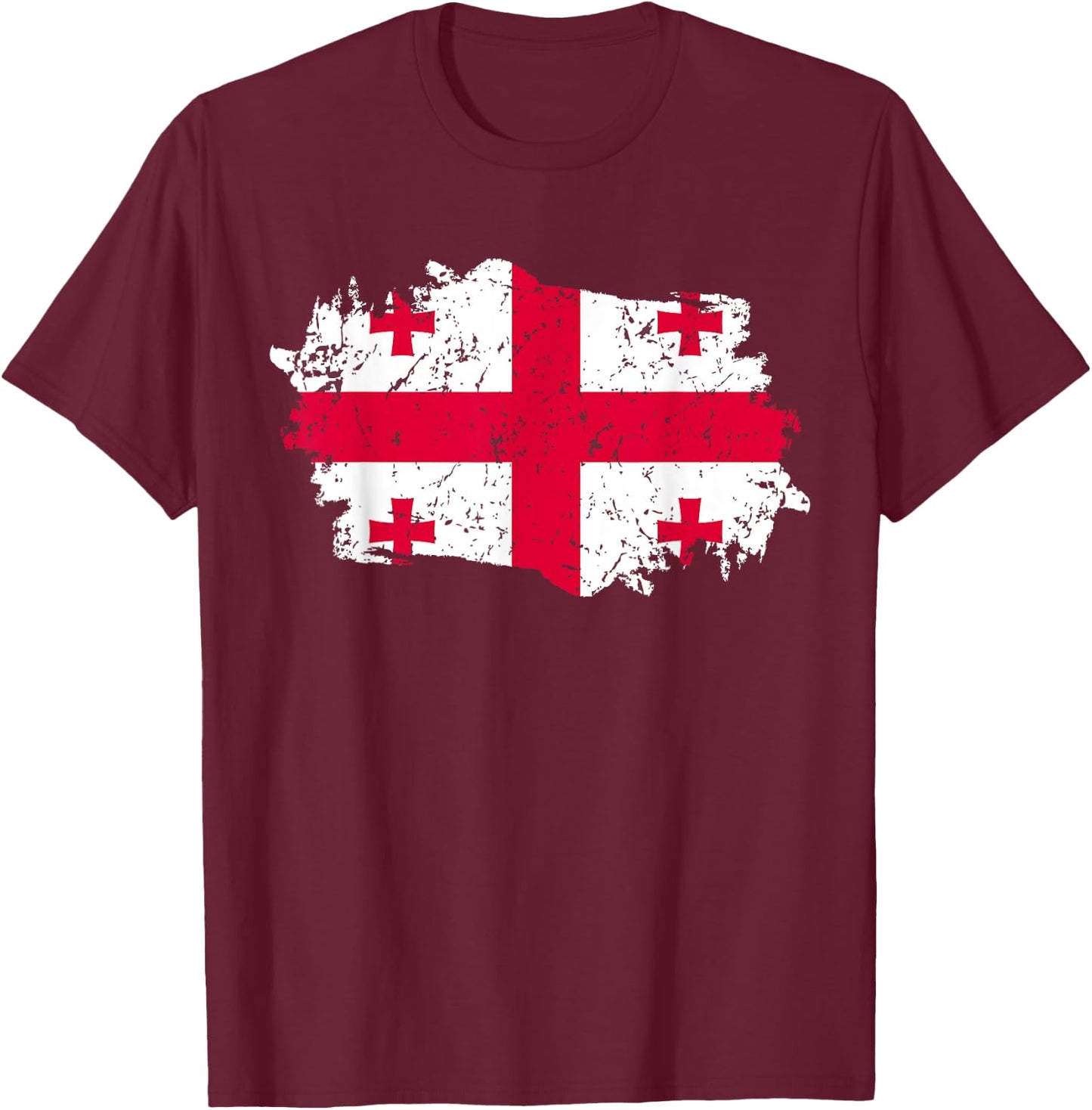 Georgia Flag Design Grunge Country Flag Georgia T-Shirt - T-Shirt | Maroon