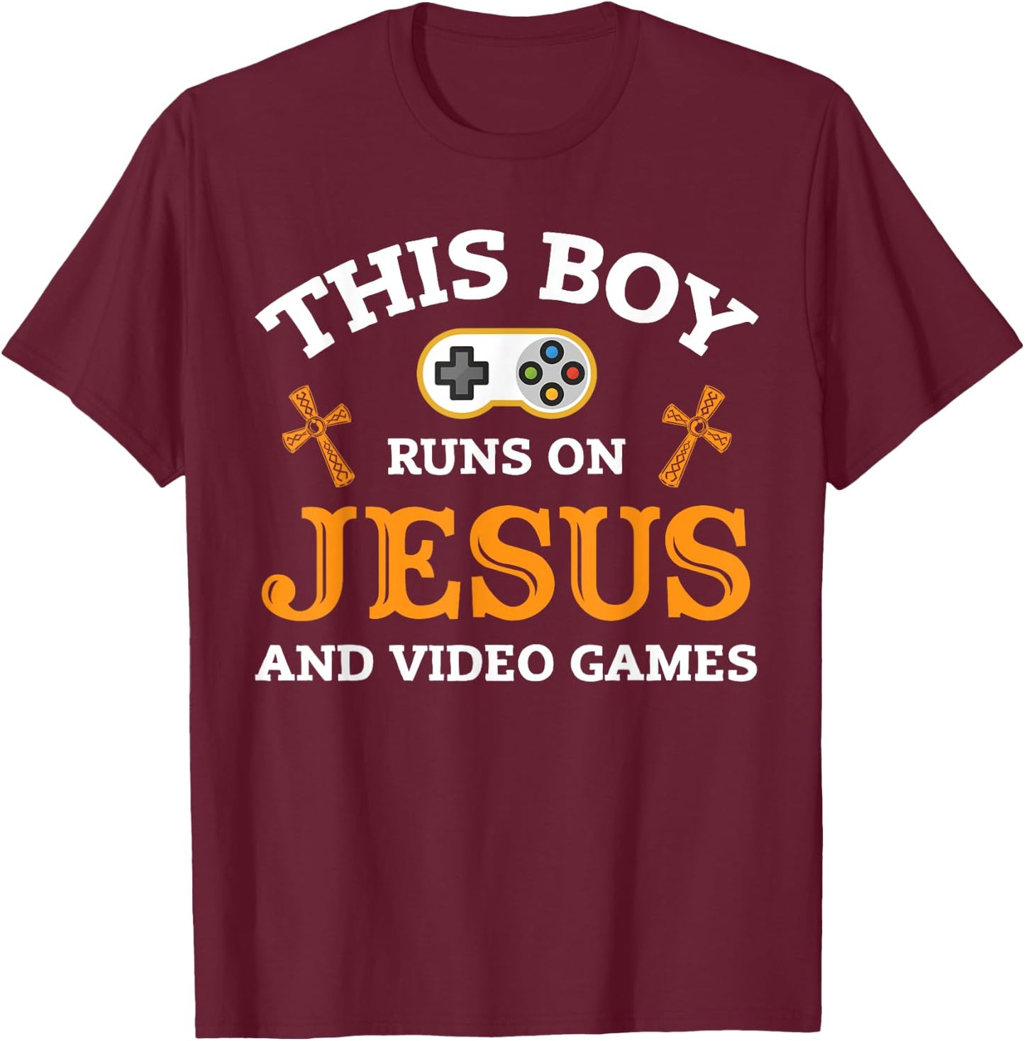 Video Games Gamer Gaming Jesus Religion T-Shirt - T-Shirt | Maroon