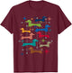 Vintage Retro Mid-Century Modern Style Dachshunds Dogs T-Shirt - T-Shirt | Maroon
