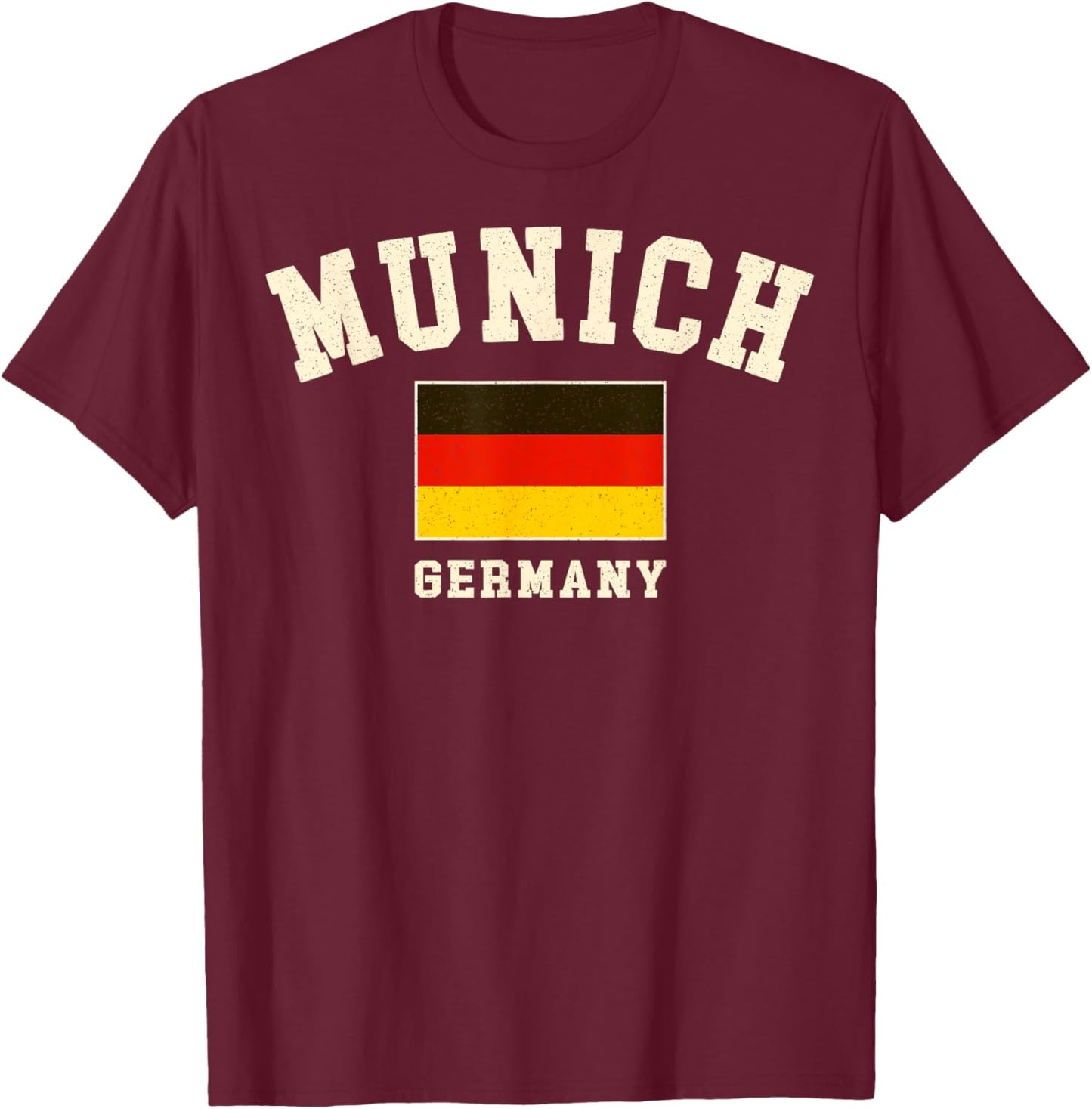 Vintage Munich Germany German Flag Souvenir Retro Graphic T-Shirt - T-Shirt | Maroon