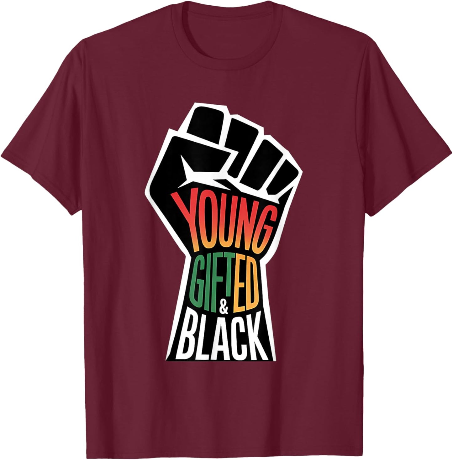 Kids Black History Month Shirt Boys Young Gifted And Black T-Shirt - T-Shirt | Maroon