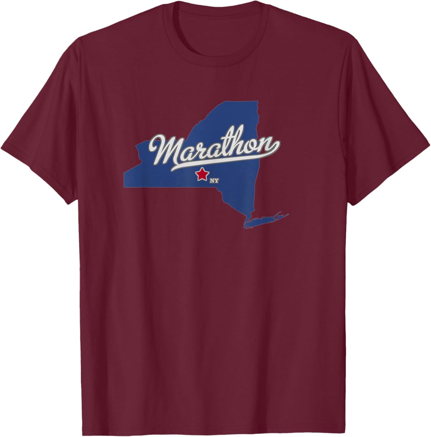 Marathon New York NY Map , Small T-Shirt - T-Shirt | Maroon