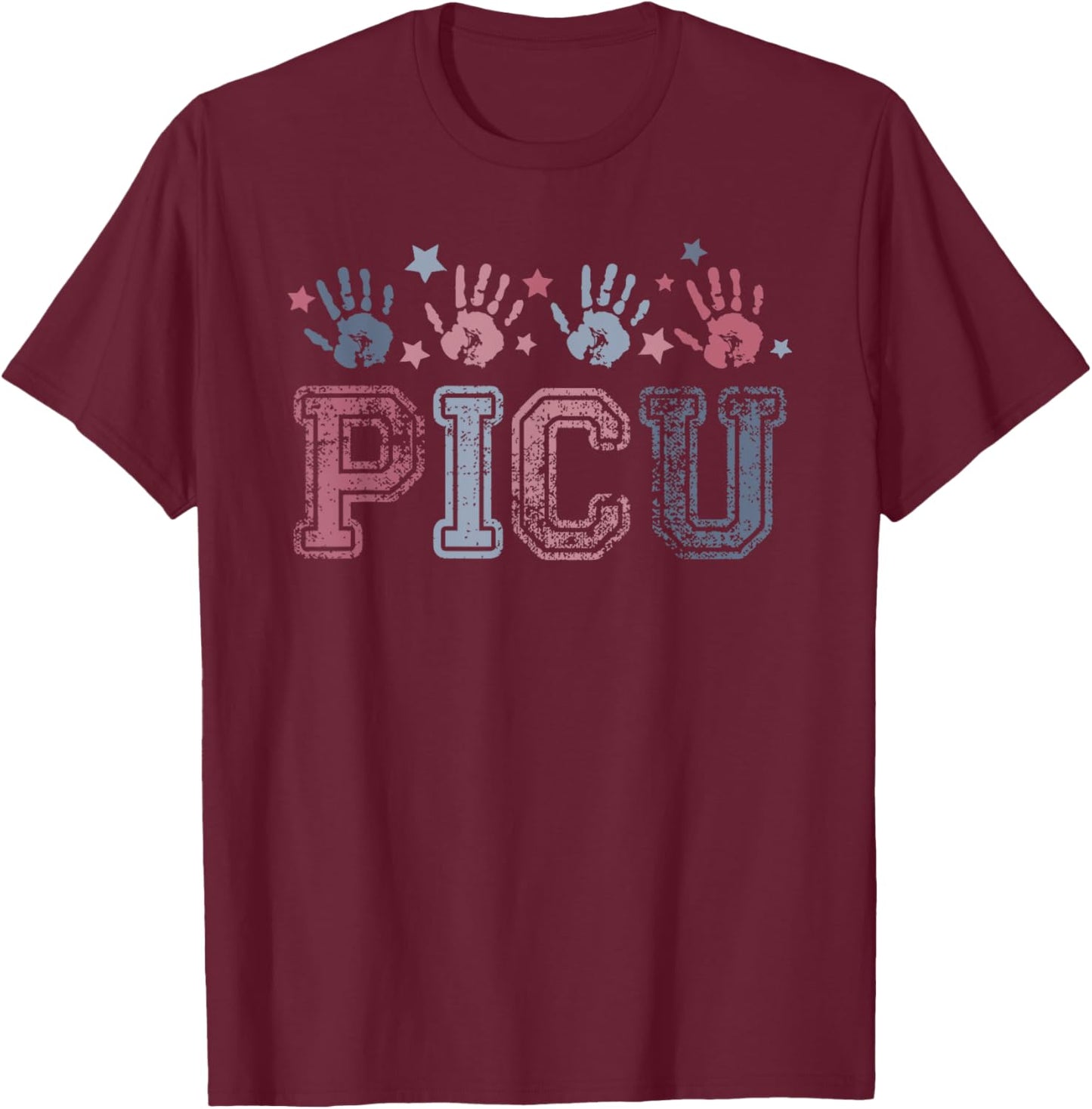 PICU nurse Vintage Patriotic Peds ICU Nurse 4th of July Men T-Shirt - T-Shirt | Maroon