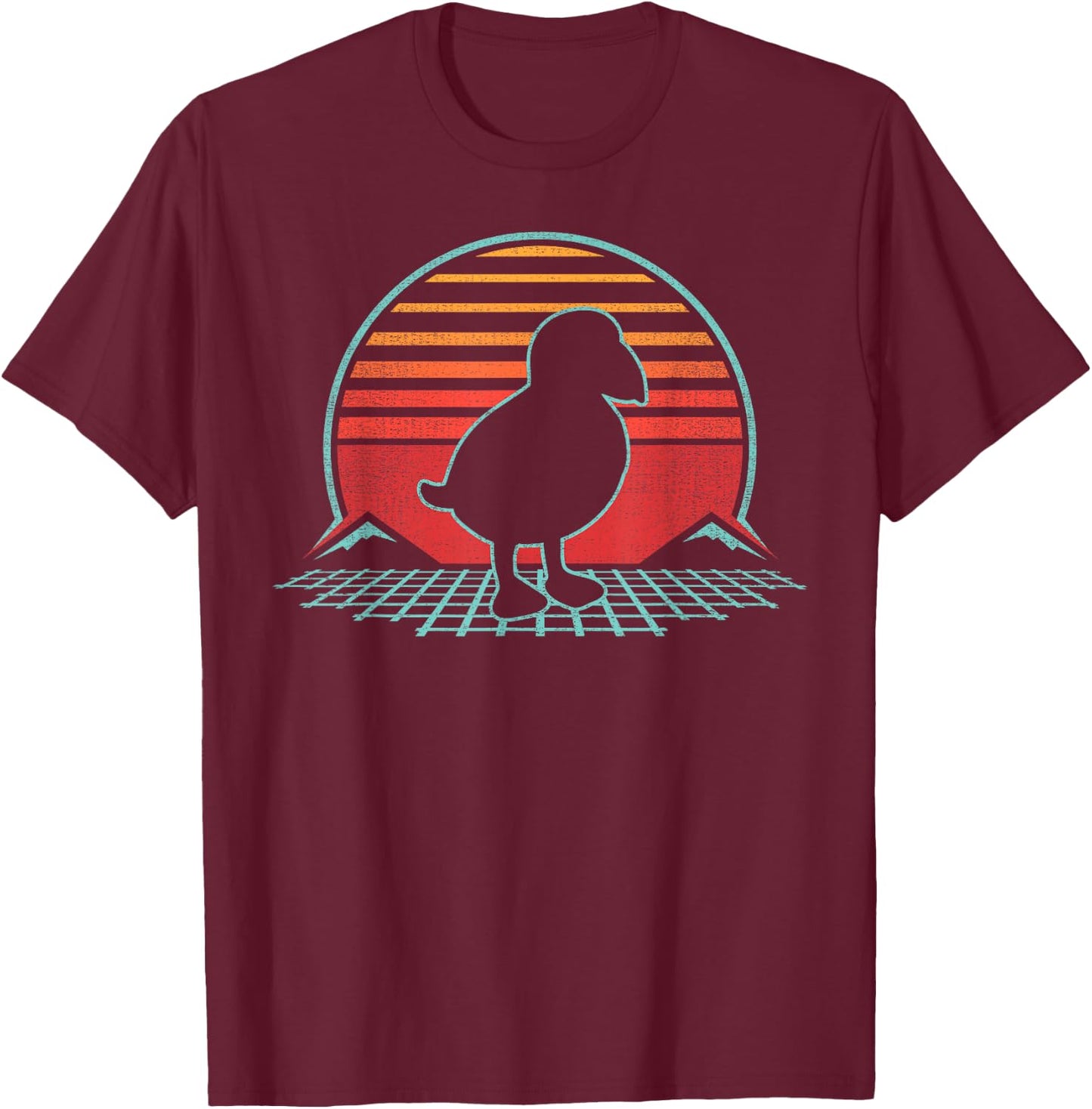 Puffin Bird Lover Animal Retro Vintage 80s Style T-Shirt - T-Shirt | Maroon