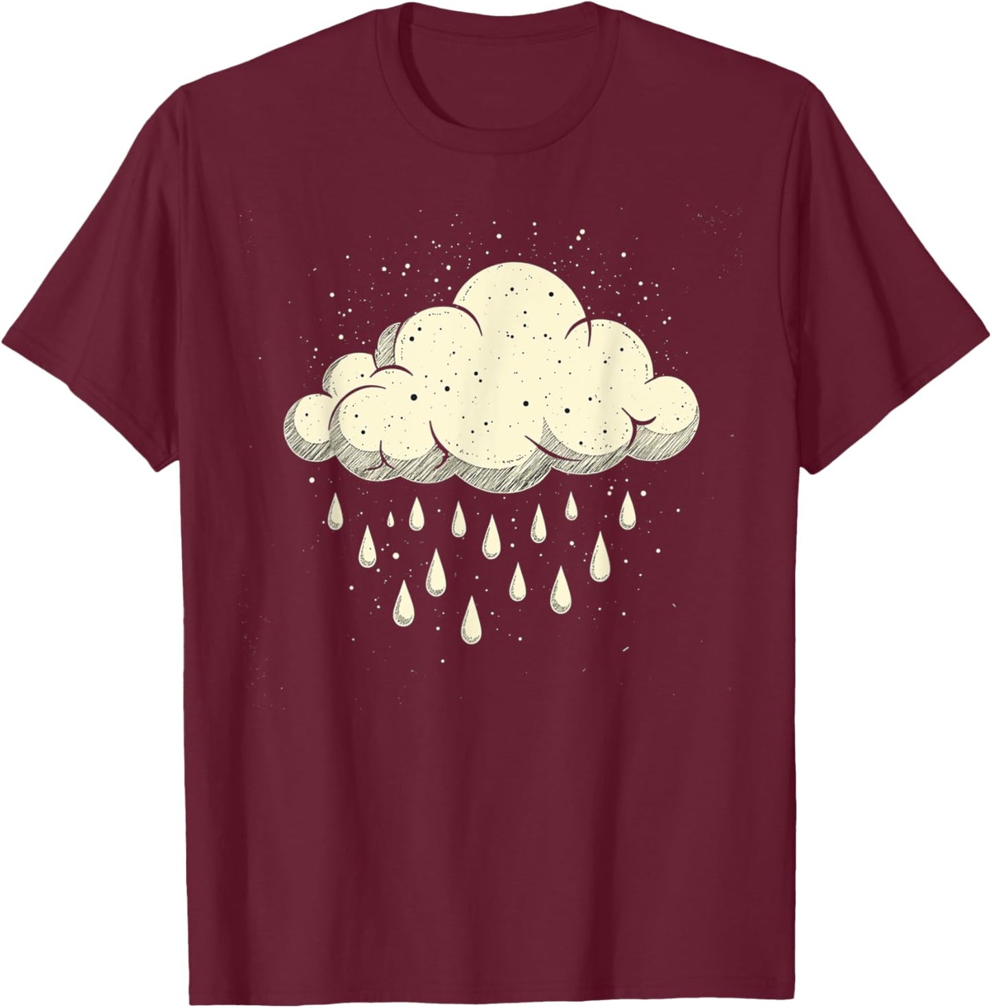 Vintage Cloud Raindrops Art Nature Weather Storm Winter T-Shirt - T-Shirt | Maroon