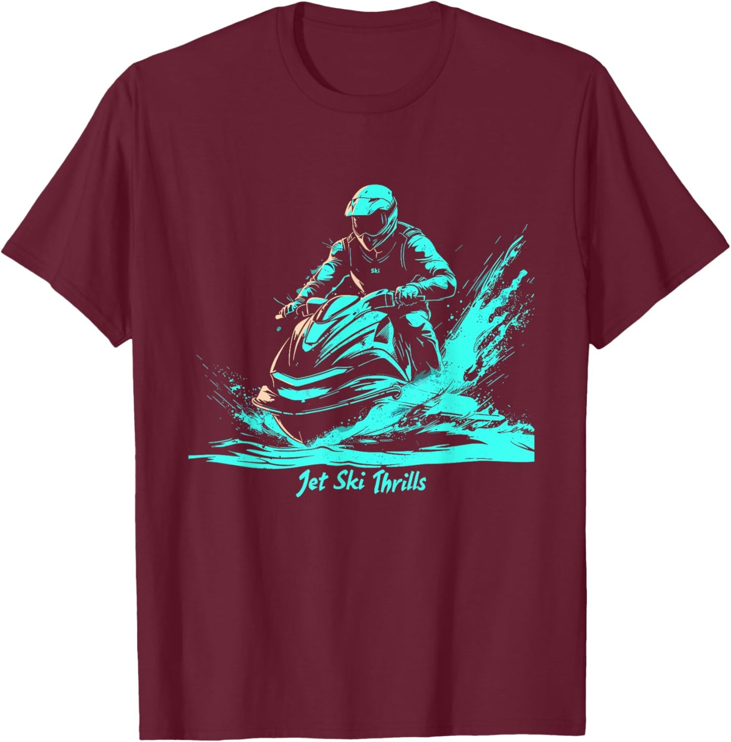 Jet Ski Adventure Water Sports , Black, S T-Shirt - T-Shirt | Maroon