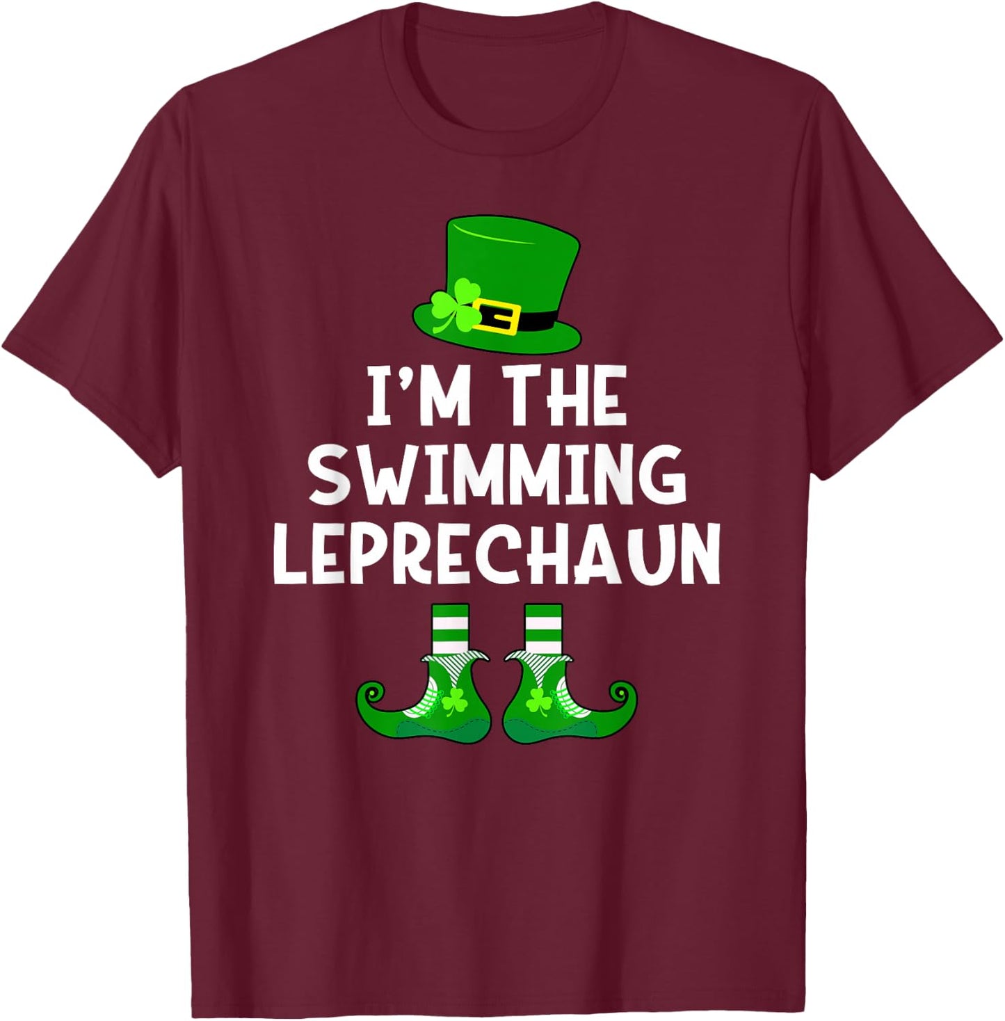 Swimming Leprechaun Funny St Patrick's Day Swim T-Shirt - T-Shirt | Maroon