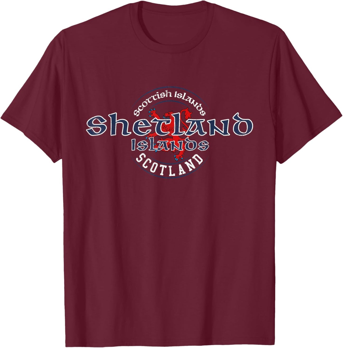 Shetland Islands Scotland Scottish Flag T-Shirt - T-Shirt | Maroon