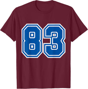 Number #83 Blue Varsity Number T-Shirt - T-Shirt | Maroon