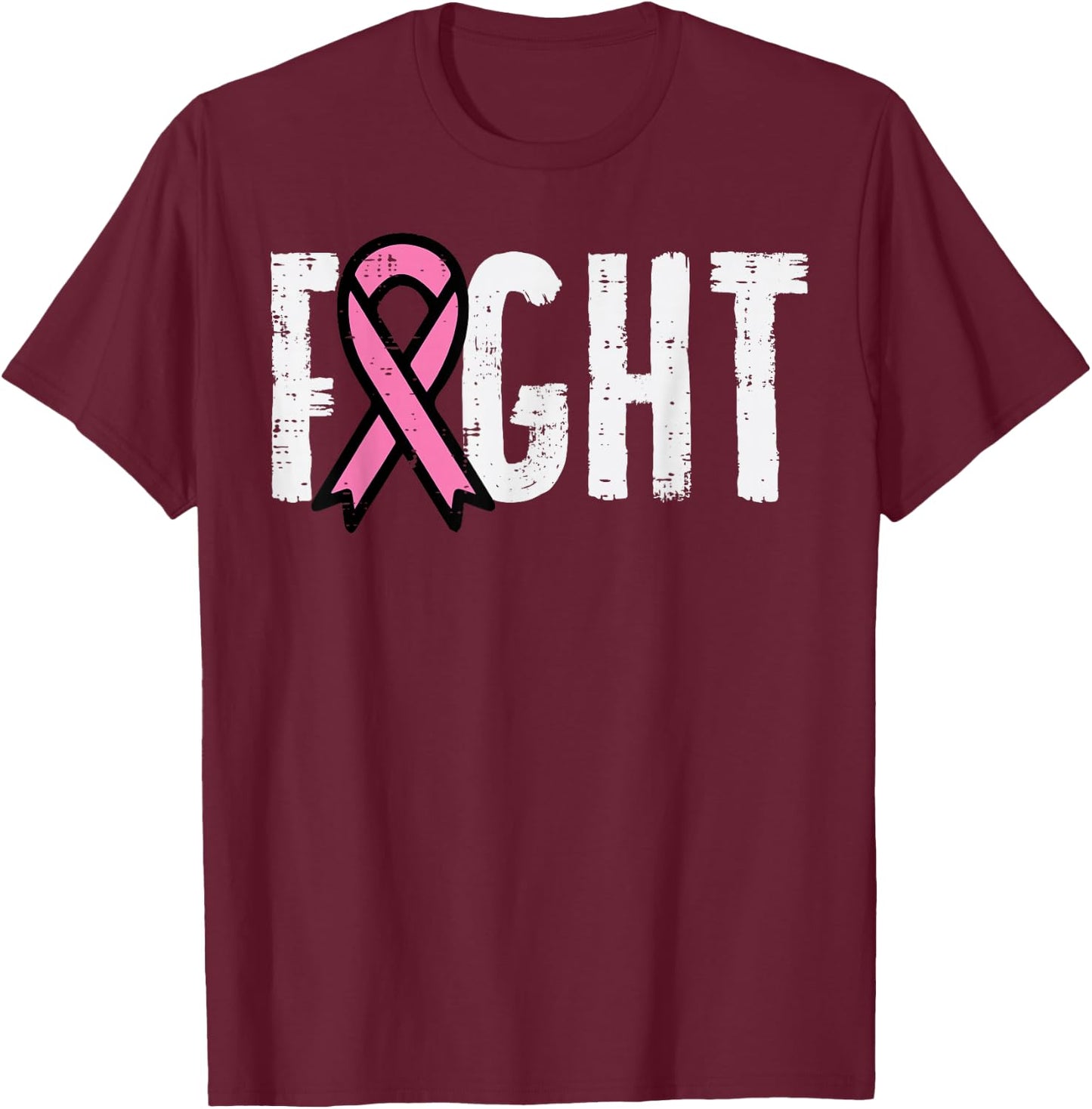 Fight Pink Ribbon Breast Cancer Awareness Men Women Kids T-Shirt - T-Shirt | Maroon