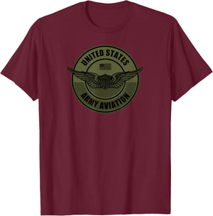Army Helicopter & Army Aviation Gifts - Army Aviator Wings - Men's Black Classic Fit Short Sleeve - Small T-Shirt - T-Shirt | Maroon