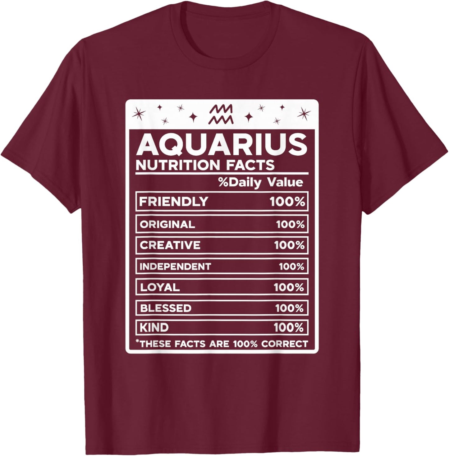 Aquarius Nutritional Style Zodiac Design, Aquarius T-Shirt - T-Shirt | Maroon