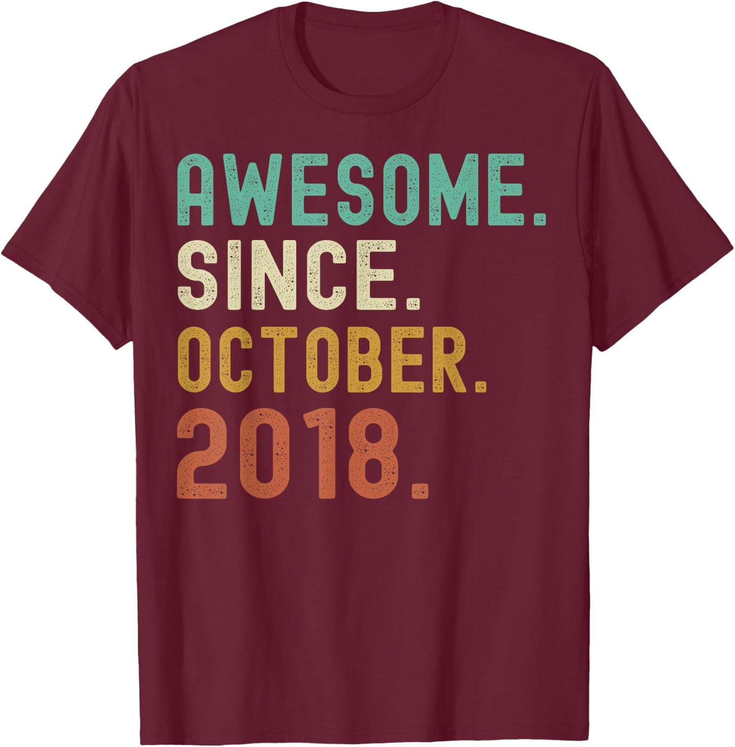 Retro Awesome Since October 2018 Birthday T-Shirt - T-Shirt | Maroon