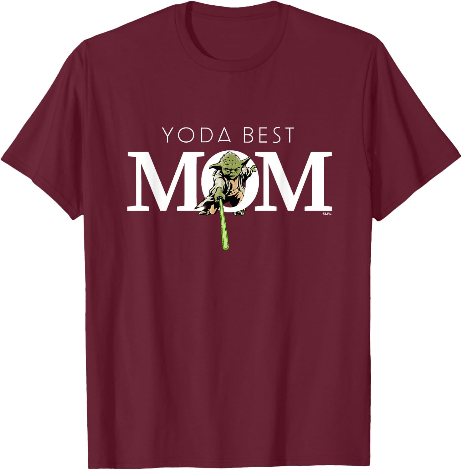 Star Wars Yoda Best Mom Lightsaber Mother’s Day Gift T-Shirt - T-Shirt | Maroon