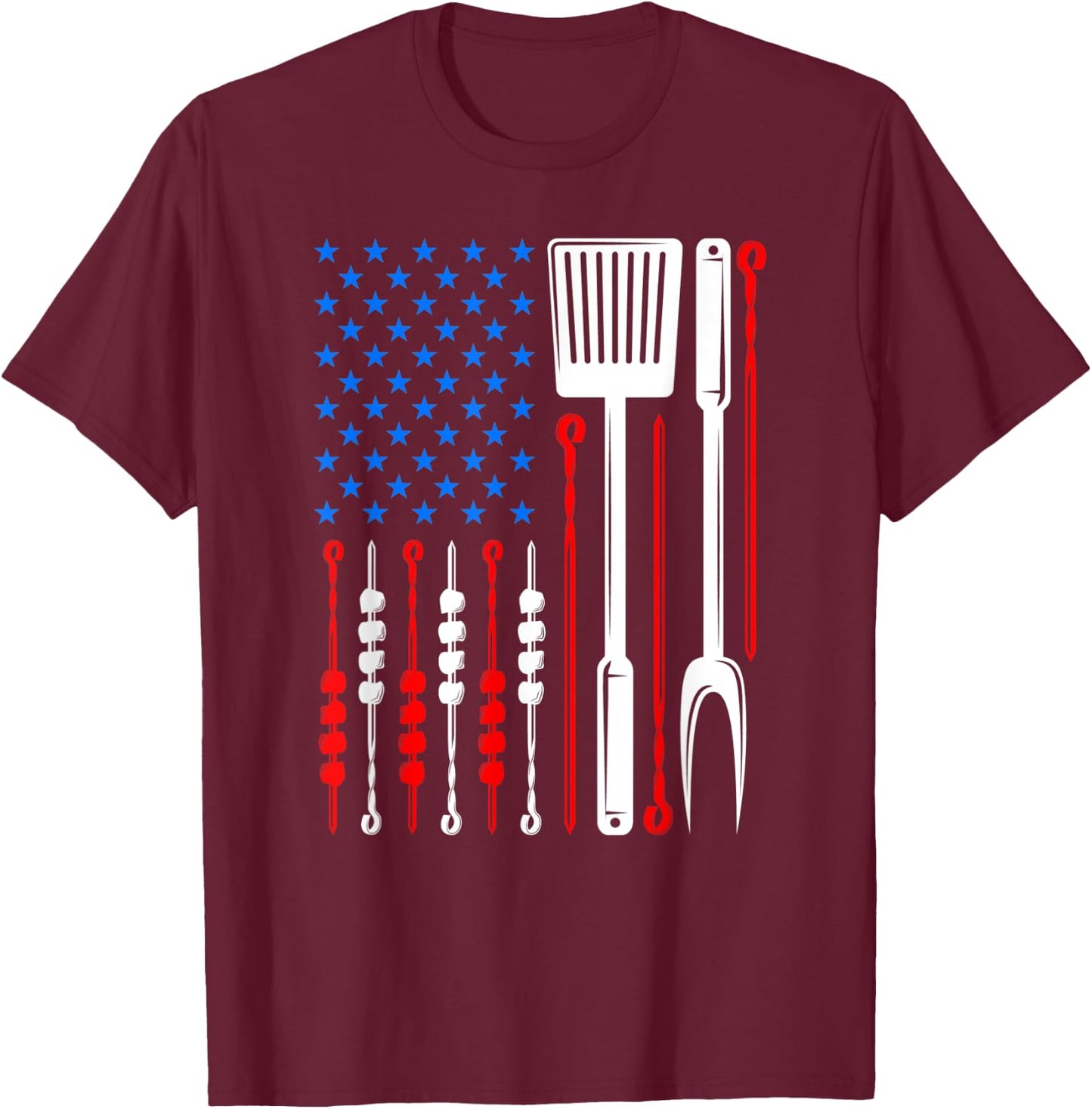 American Flag Barbecue Son Dad Husband Fathers Day Funny T-Shirt - T-Shirt | Maroon