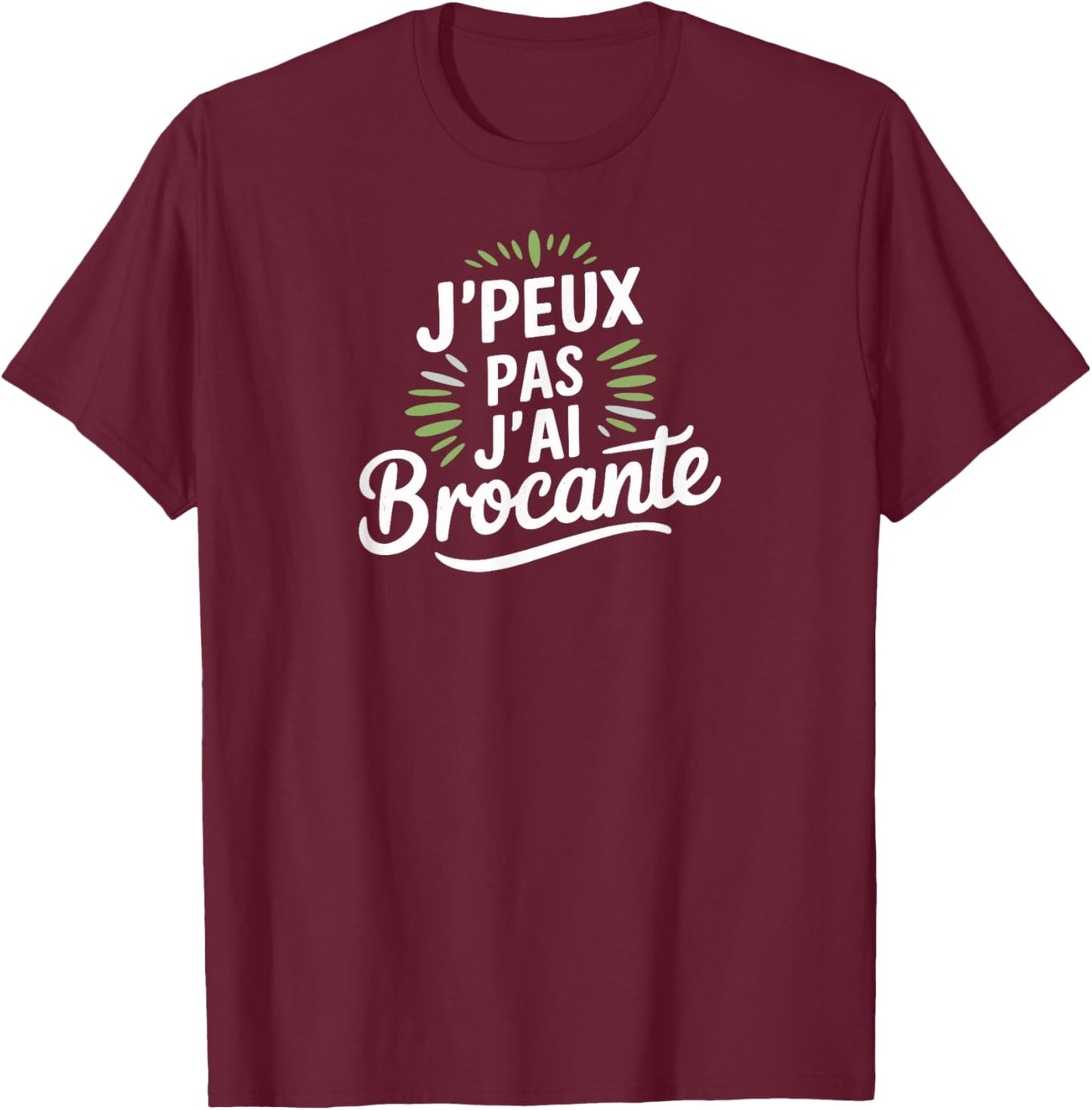 J'peux pas j'ai brocante Black S Classic Fit Short Sleeve Letter Print, Black, S T-Shirt - T-Shirt | Maroon