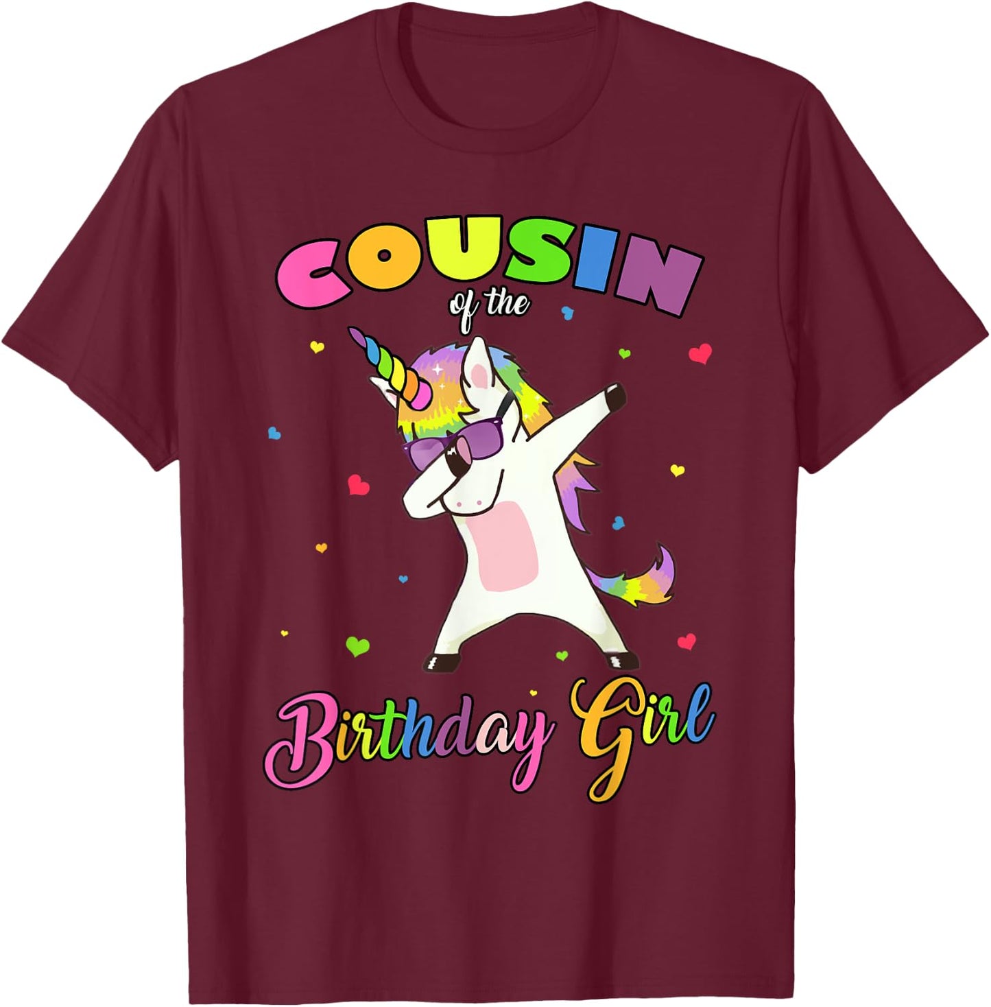 Cousin of the Birthday Girl Unicorn Princess Cousin Boy T-Shirt - T-Shirt | Maroon