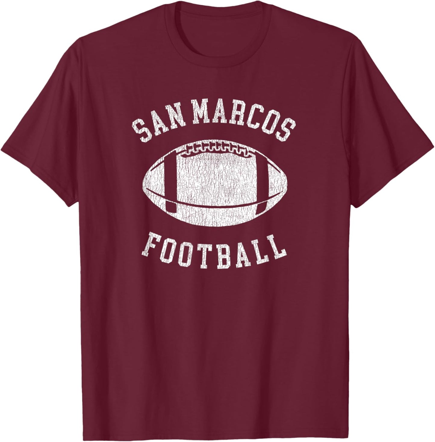 San Marcos Football Distressed Vintage 80's Throwback T-Shirt - T-Shirt | Maroon