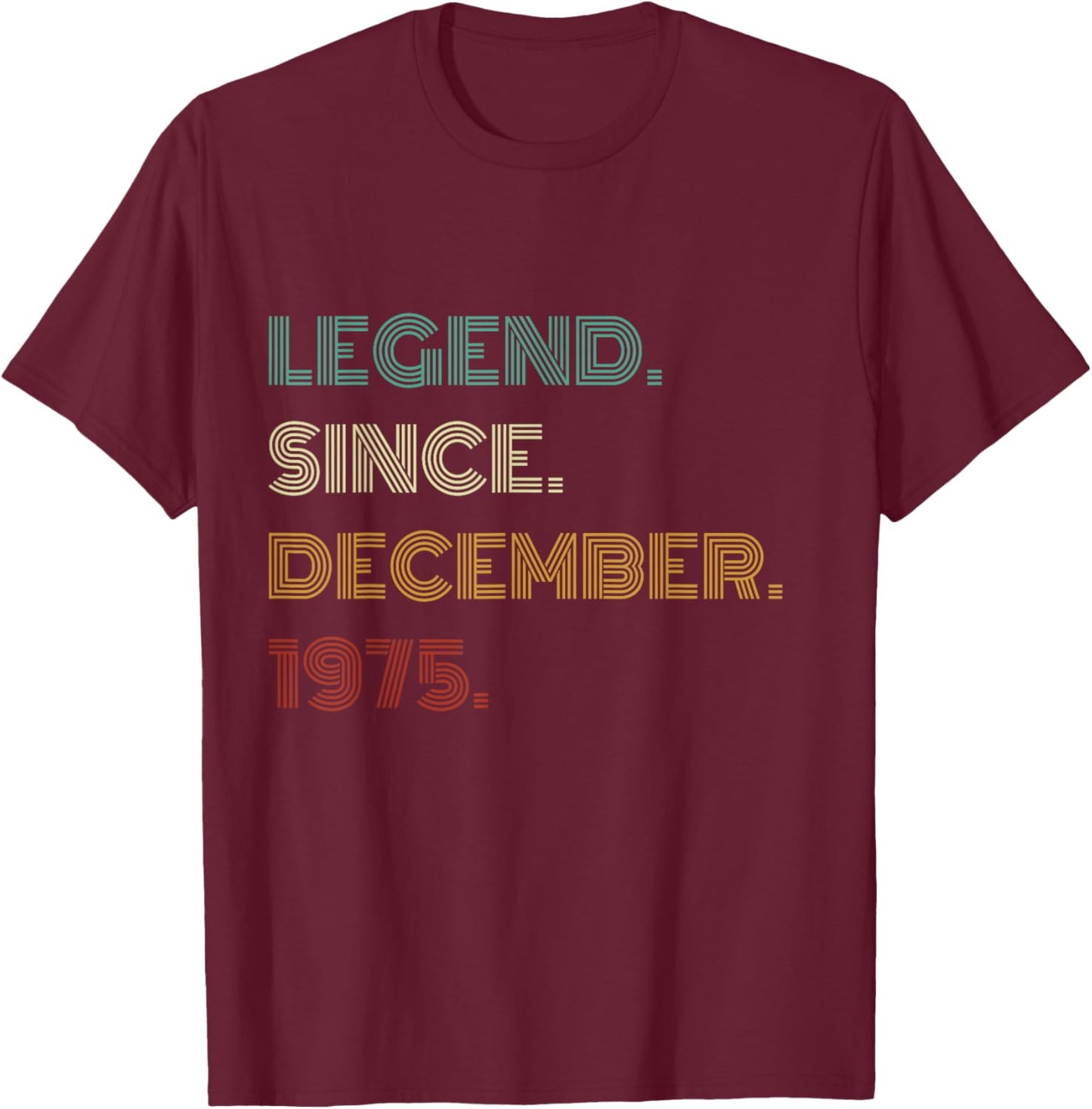50 Years Old Legend Since December 1975 50th Birthday T-Shirt - T-Shirt | Maroon