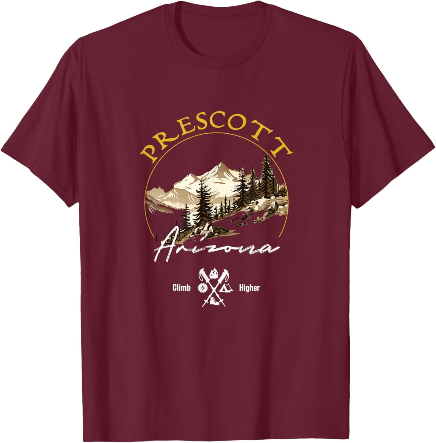 Prescott Retro Vintage Apparel - Prescott Souvenir T-Shirt - T-Shirt | Maroon