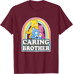 Care Bears Caring Brother Retro Rainbow Grumpy Group Shot T-Shirt - T-Shirt | Maroon