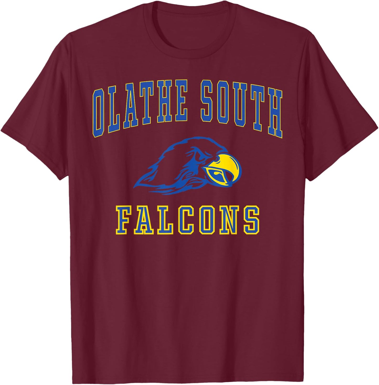 Olathe South High School Falcons C1 T-Shirt - T-Shirt | Maroon