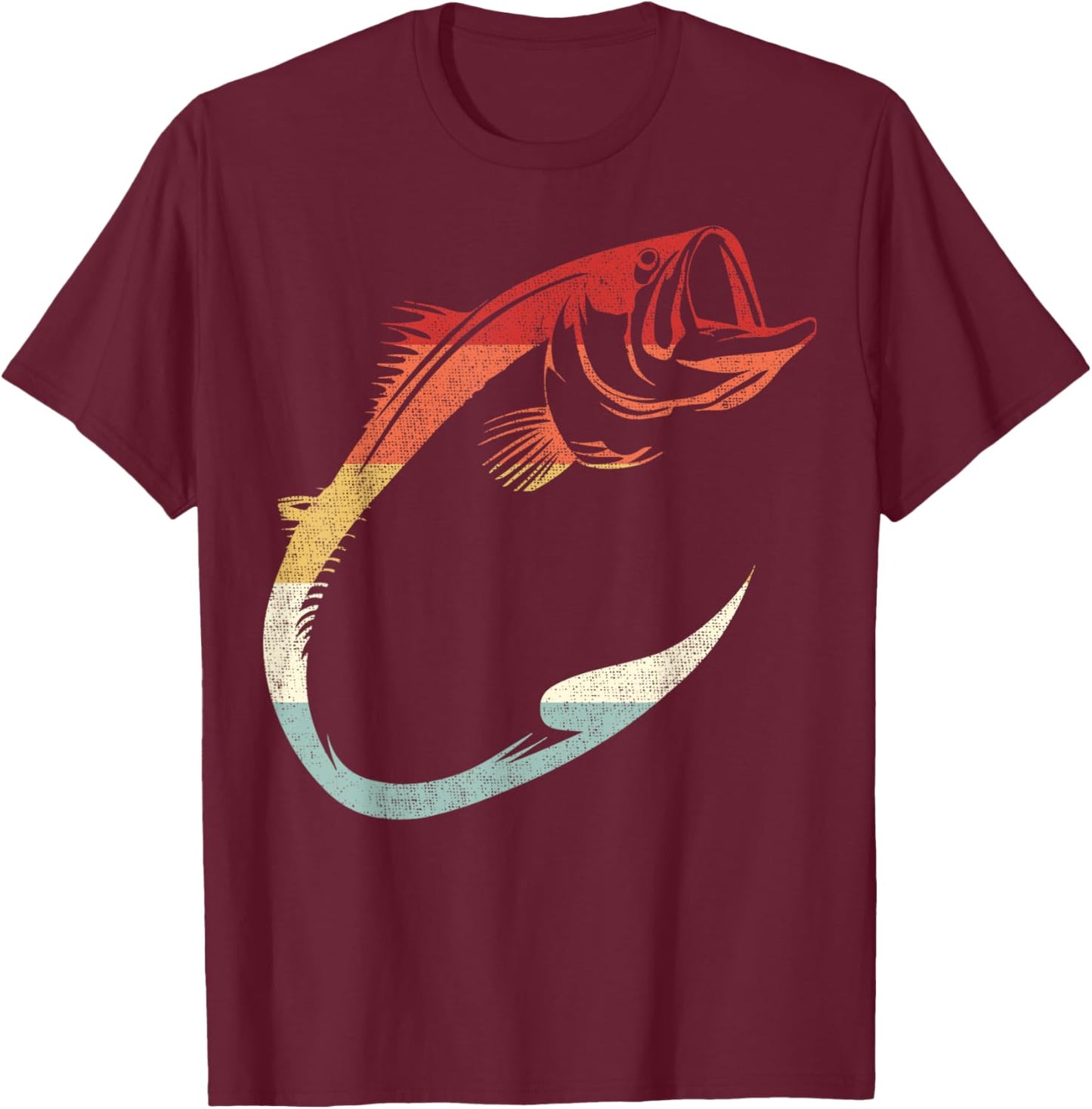 Cool Minimal Fish Hook Art for Fishing Enthusiasts T-Shirt - T-Shirt | Maroon