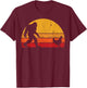 Vintage Sunset Bigfoot Walking Chicken Funny T-Shirt - T-Shirt | Maroon