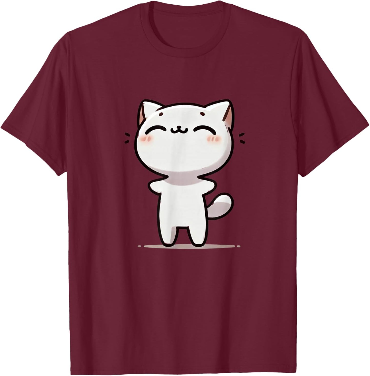 Kawaii Anime Cat Kids T-Shirt - T-Shirt | Maroon