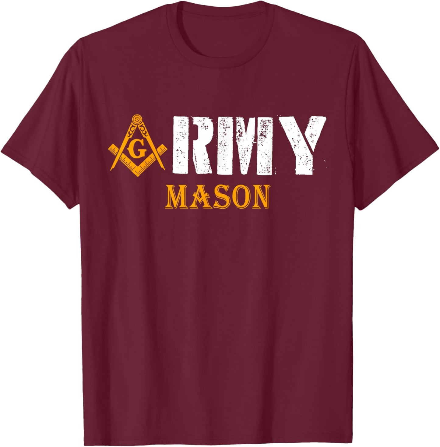 Freemason Army Compass & Square Masonic Symbol Vintage T-Shirt - T-Shirt | Maroon