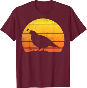Quail Bird Sunset Retro Pheasant Hunting Bow Hunter Gift T-Shirt - T-Shirt | Maroon