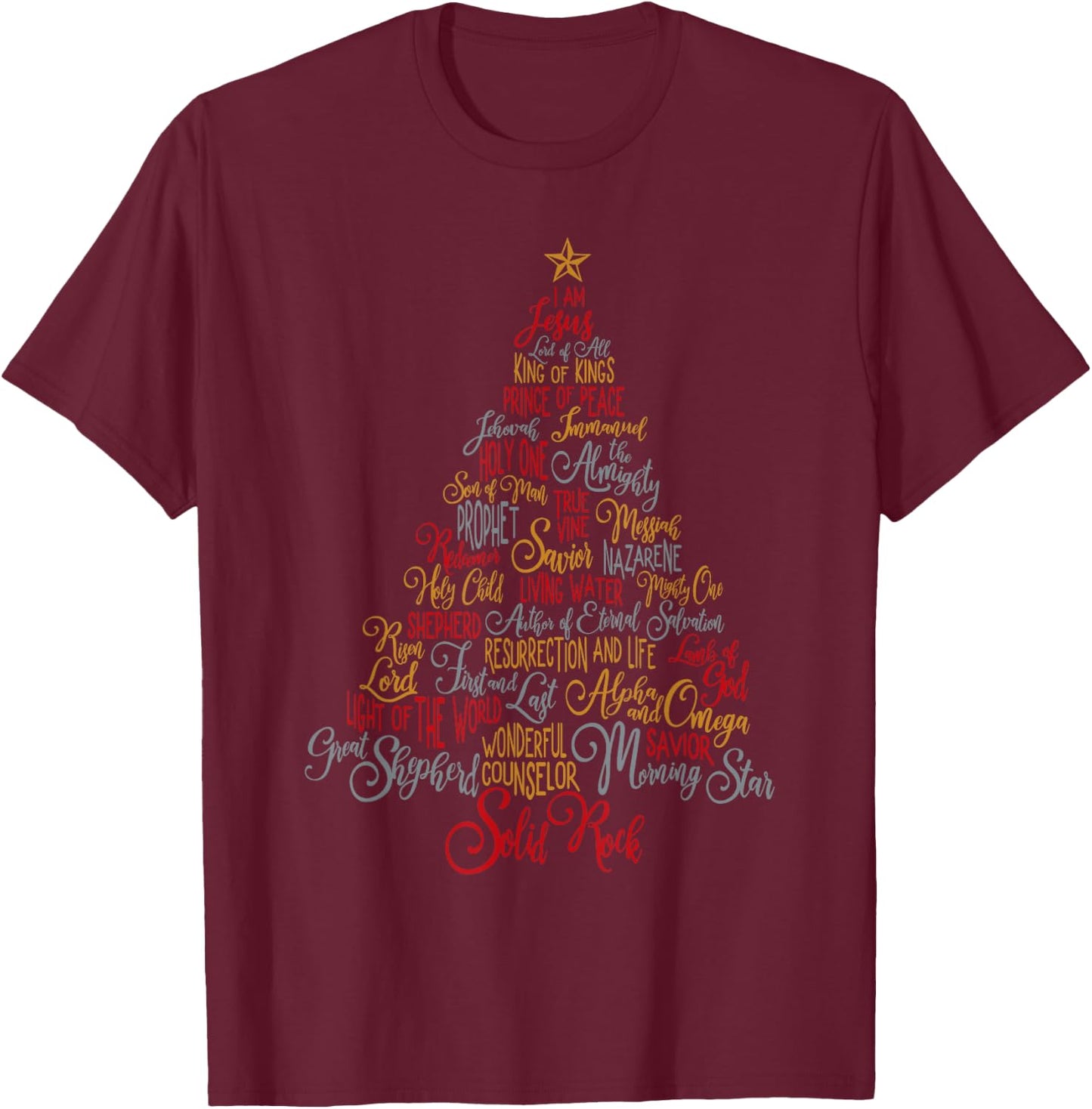 Names Of Jesus Christmas Tree Gift Amazing Xmas Tree Gift T-Shirt - T-Shirt | Maroon