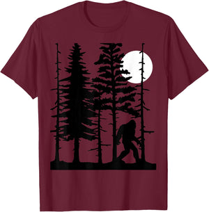 Bigfoot Hiding in Forest for Sasquatch Believers T-Shirt - T-Shirt | Maroon