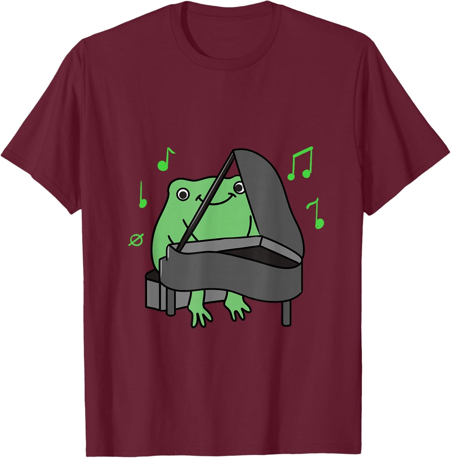 Frog Playing Piano T-Shirt - T-Shirt | Maroon
