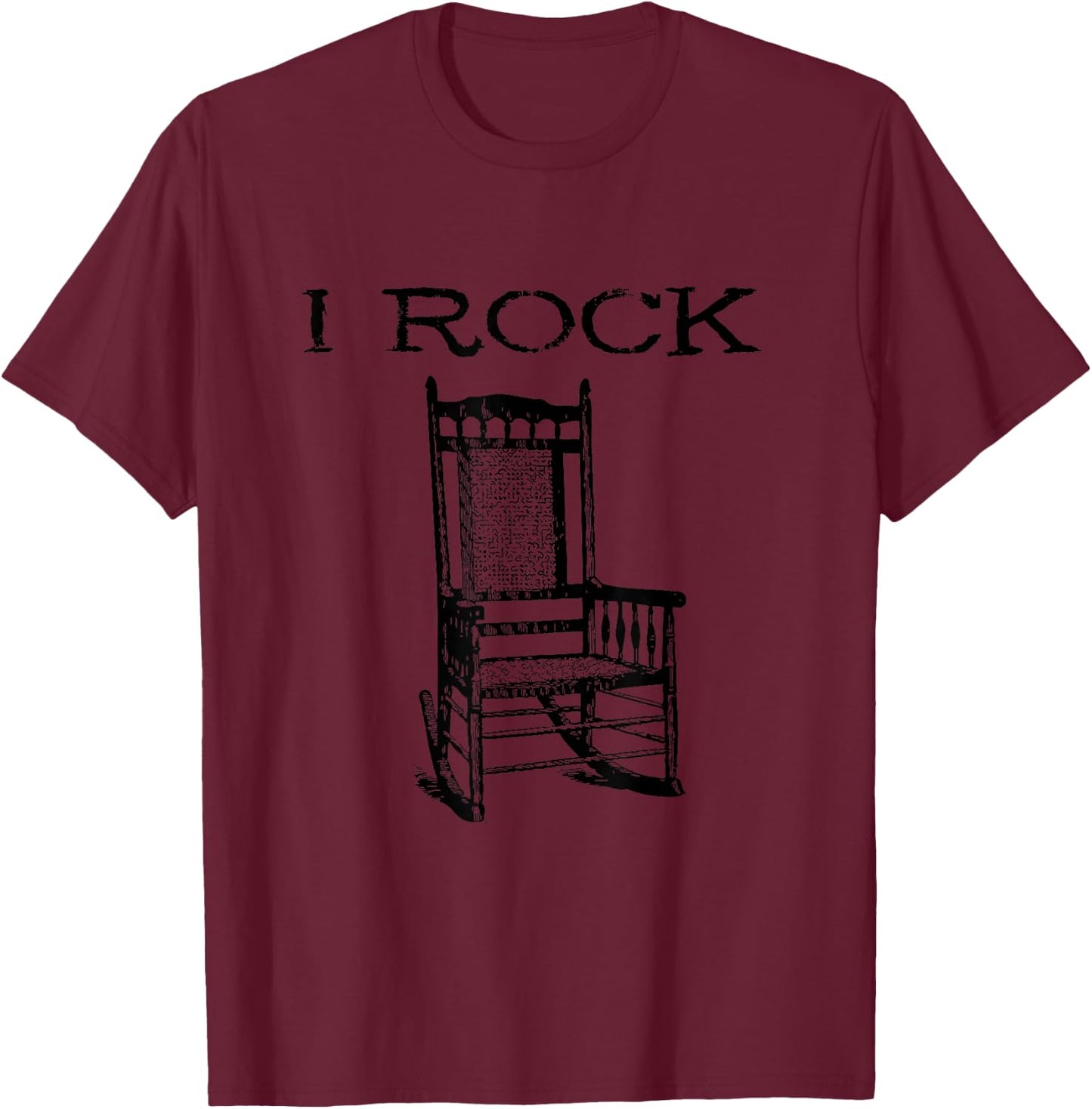 I Rock Rocking Chair Funny Drummer Guitar Gift T-Shirt - T-Shirt | Maroon