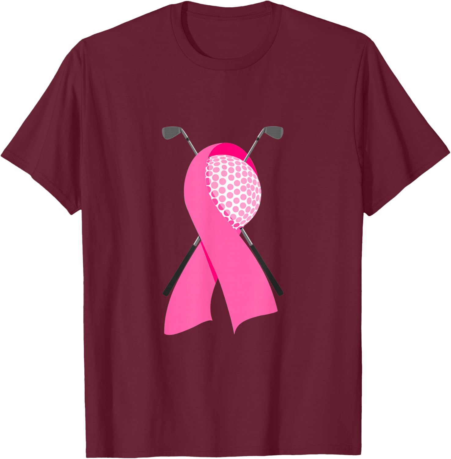 Funny Golf Pink Ribbon Breast Cancer Awareness Support Mom T-Shirt - T-Shirt | Maroon