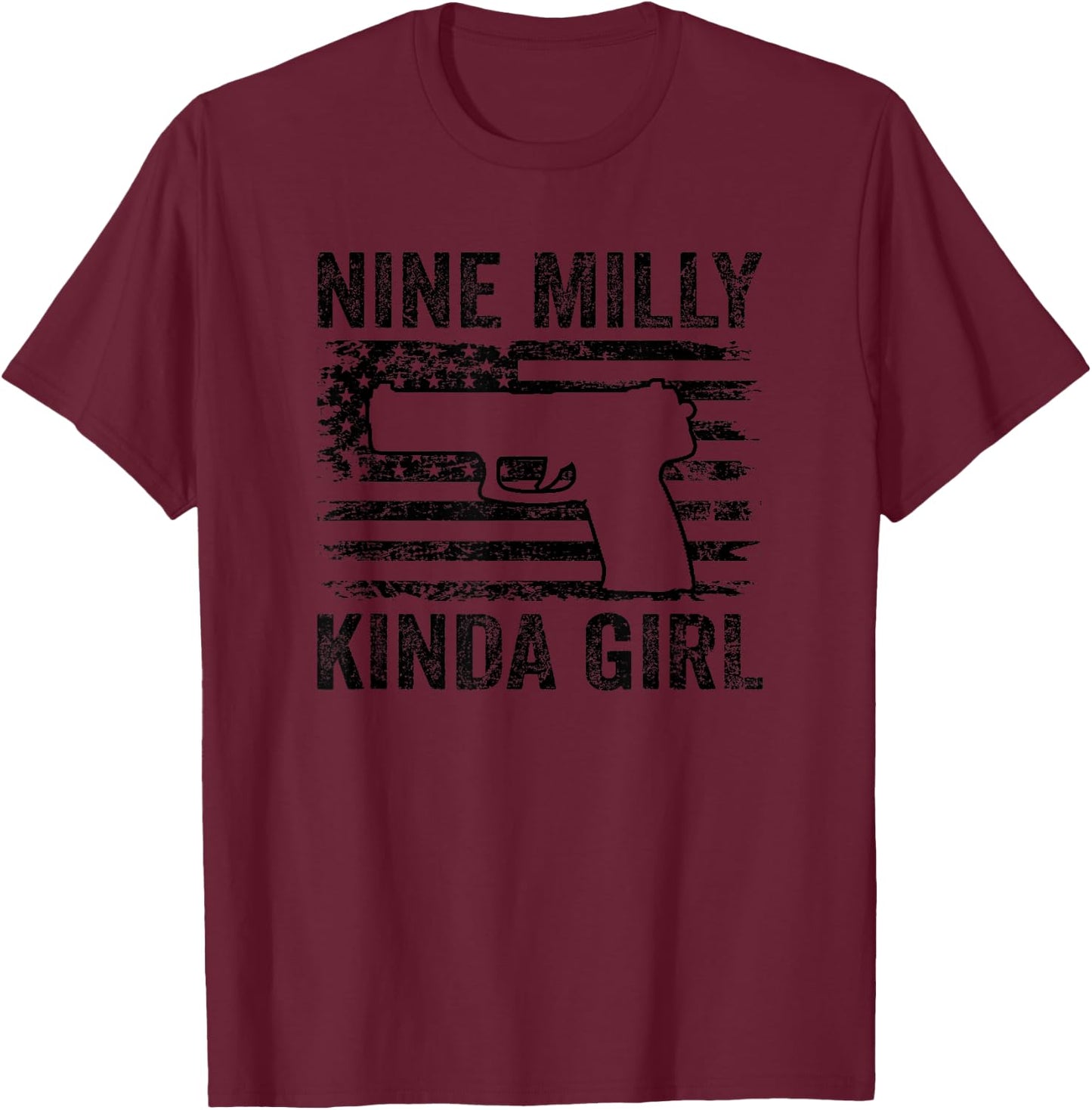 Nine Milly Kinda Girl - Camo 9mm Pistol Gun Owner T-Shirt - T-Shirt | Maroon