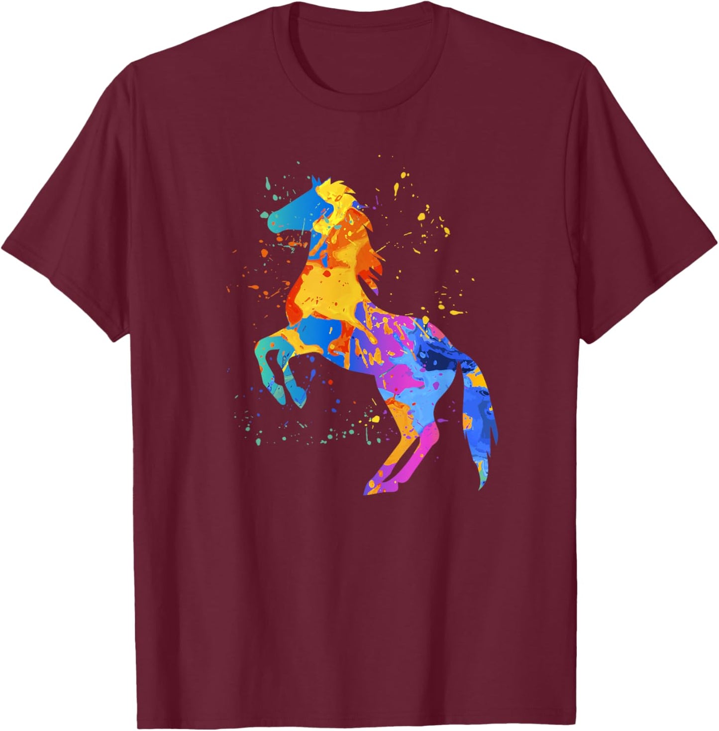 Horse Lover Clothing - Girls Women Horse Graphic T-Shirt - T-Shirt | Maroon