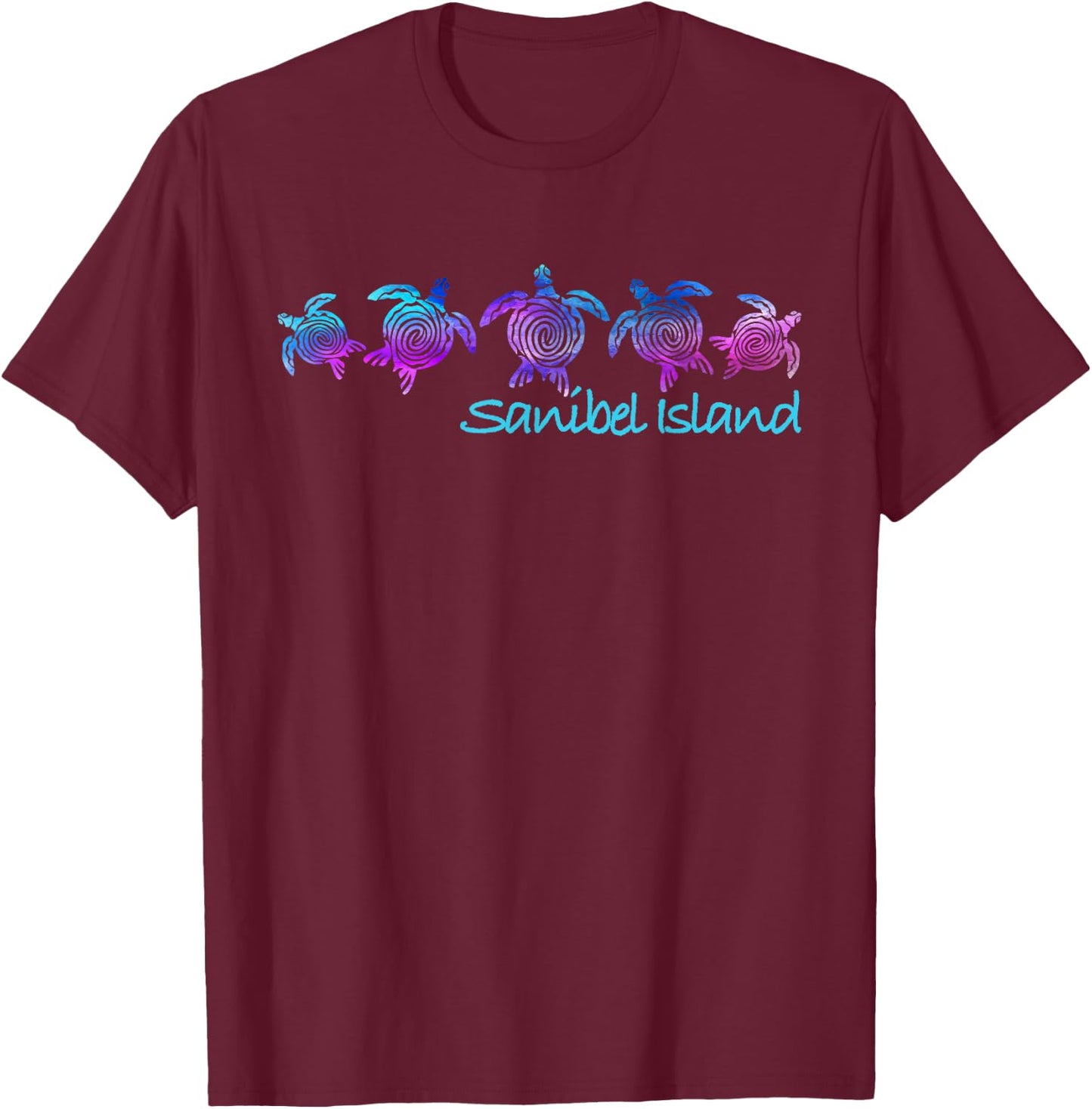 Sanibel Island Beach Design / Tribal Turtle Gift T-Shirt - T-Shirt | Maroon