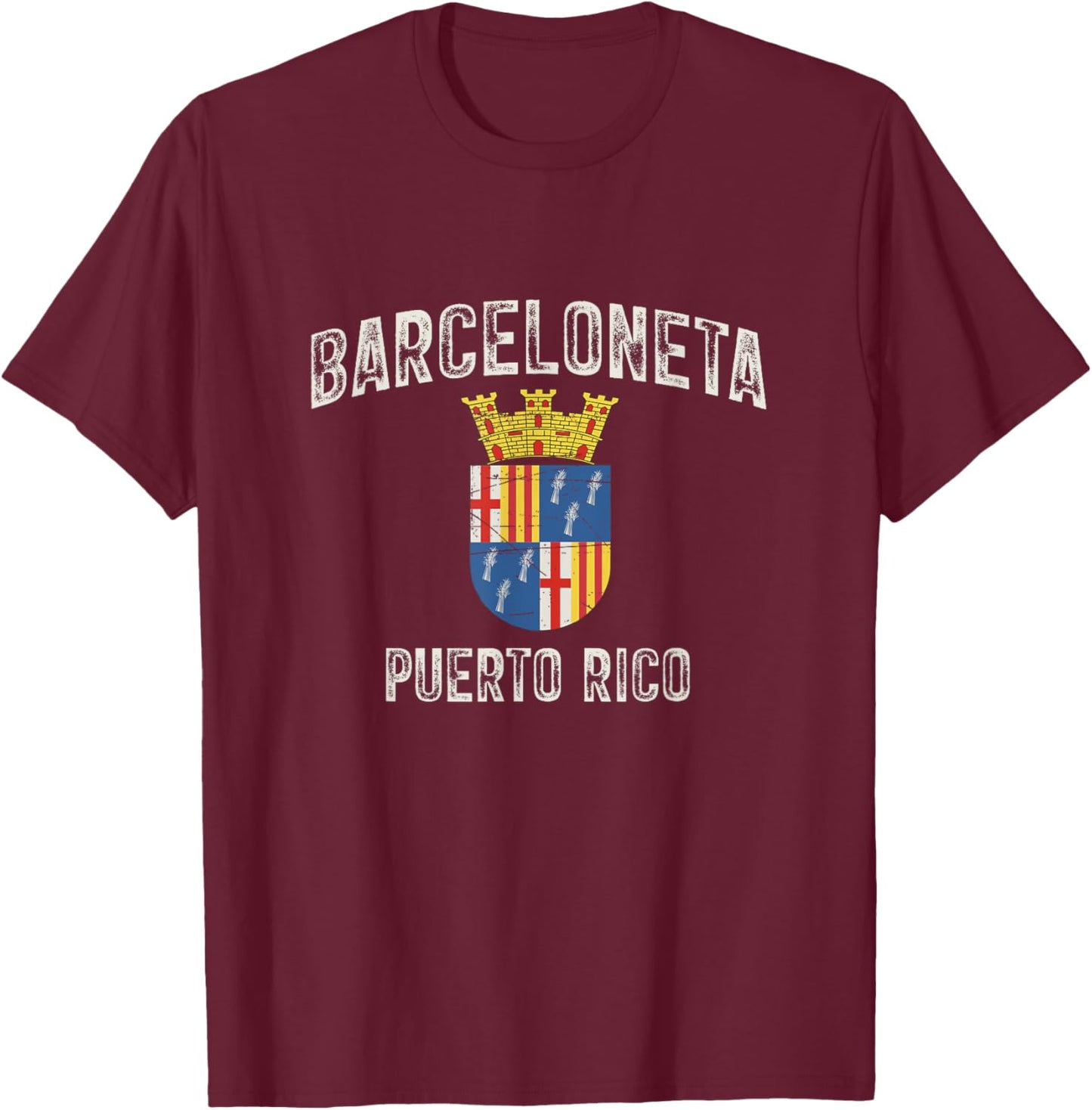 Barceloneta City in Puerto Rico, Barceloneta Armorial T-Shirt - T-Shirt | Maroon