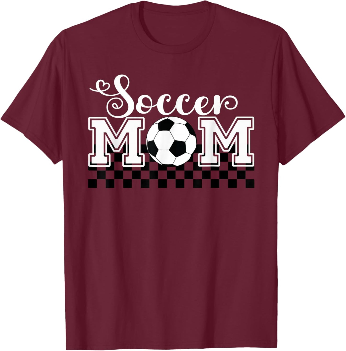 Soccer Mom Soccer Mama Checkered Mothers Day Retro T-Shirt - T-Shirt | Maroon