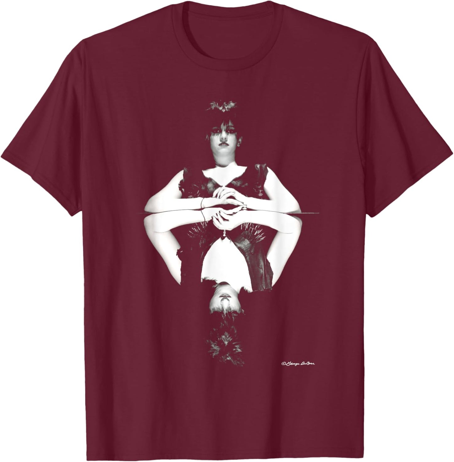 Lydia Lunch Queen Of Siam Outtake B&W By George DuBose T-Shirt - T-Shirt | Maroon