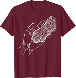 Dog And People Punch Hand Dog Man Friendship Bump Dog's Paw T-Shirt - T-Shirt | Maroon