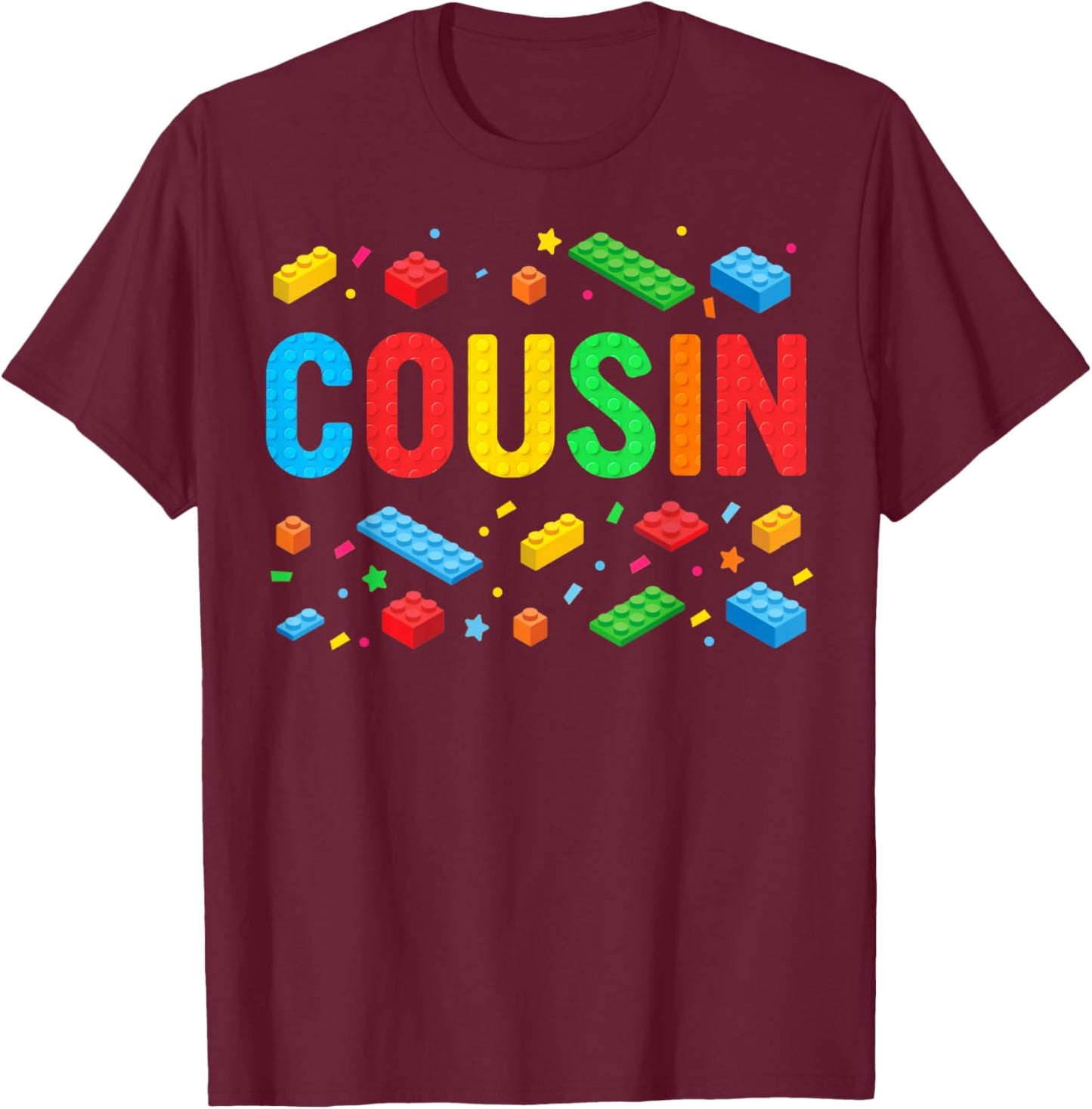 Cousin Master Builder Building Bricks Blocks Family Matching T-Shirt - T-Shirt | Maroon